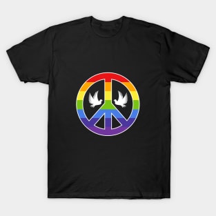Rainbow Peace Symbol with Doves T-Shirt